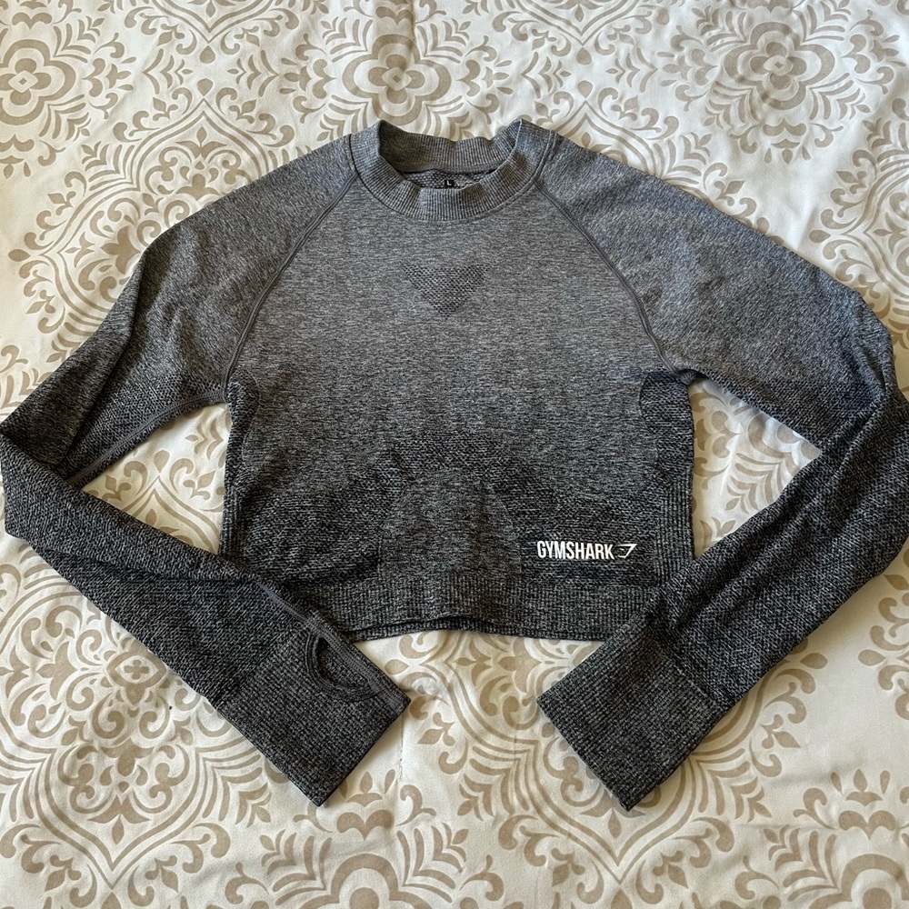 Gymshark Charcoal Long Sleeve Crop Top